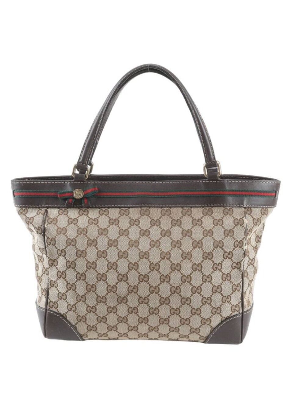 Gucci GG Canvas Sherry Line Mayfair Leather Tote Shoulder Hand - Picture 1 of 10